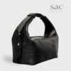 Sac the Box Bag Croco Embossed Black Leather