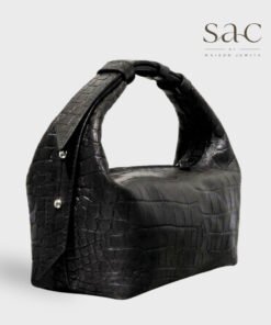 Sac the Box Bag Croco Embossed Black Leather