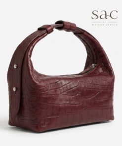 Sac the Box Bag Croco Embossed Maroon Leather